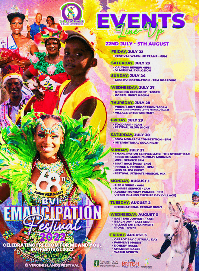 BVI Emancipation Festival 2022 Events Line UP British Virgin Islands